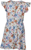 Meisjes jurk bloemenprint kapmouwen - pastel blauw | Maat 164/ 14Y