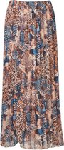 Dames plisse rok elastische tailleband - animalprint - lang  - blauw details | Maat L-XL