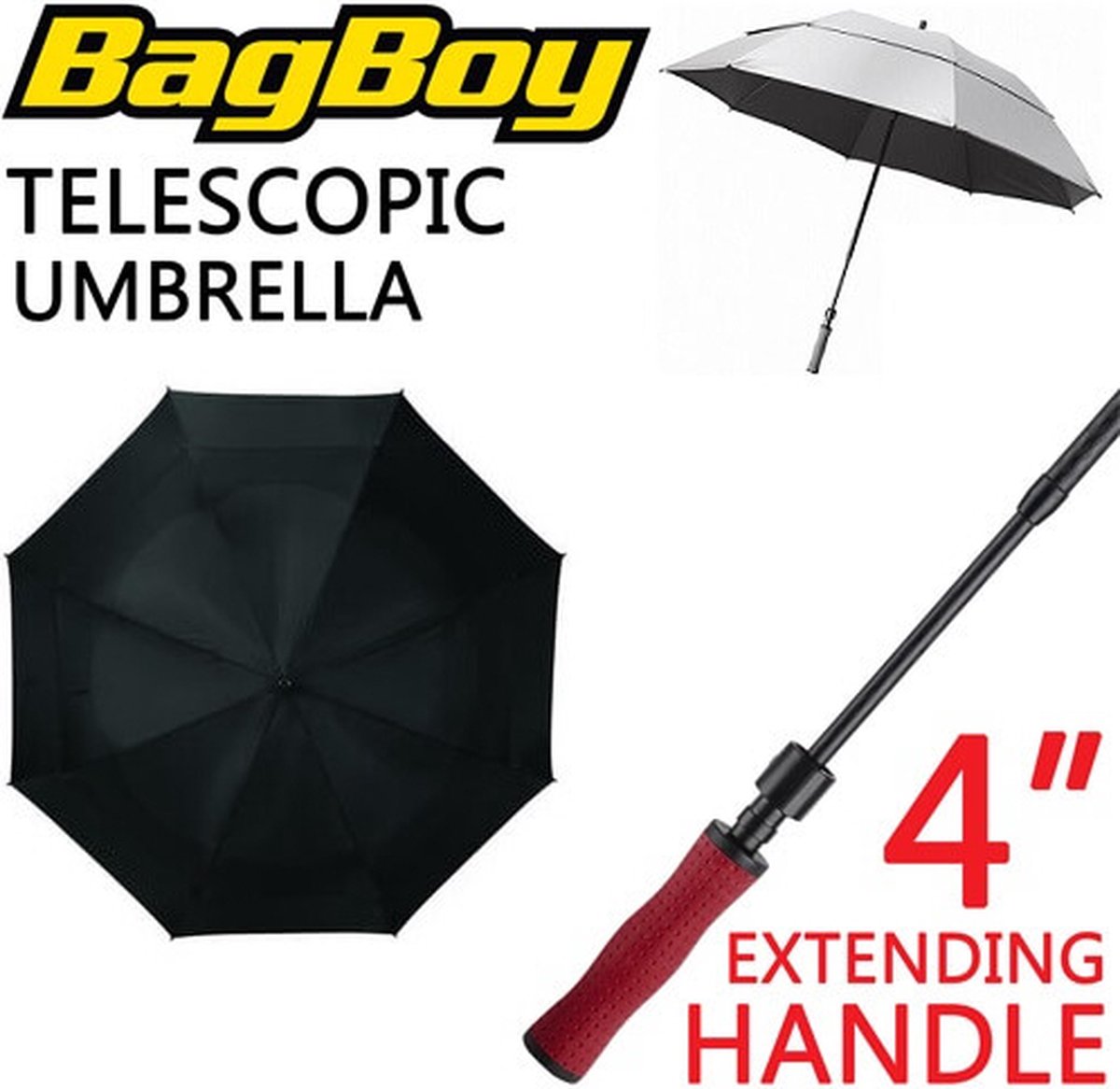 BagBoy XL UV Golfparaplu, 110 cm Lengte - BagBoy