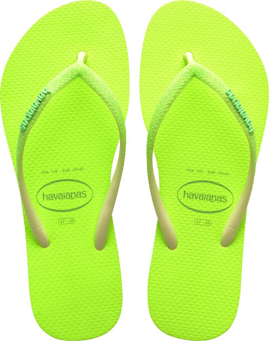 Havaianas Slim Glitter Neon Dames Slippers - Lime Green - Maat 33/34