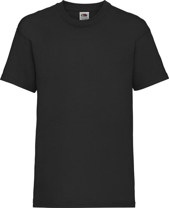 Zwarte Fruit of the Loom T-shirt met ronde hals.