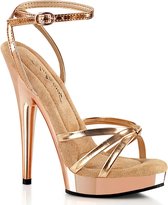 Fabulicious Sandaal met enkelband, Paaldans schoenen -41 Shoes- SULTRY-638 US 11 Champagne/Goudkleurig