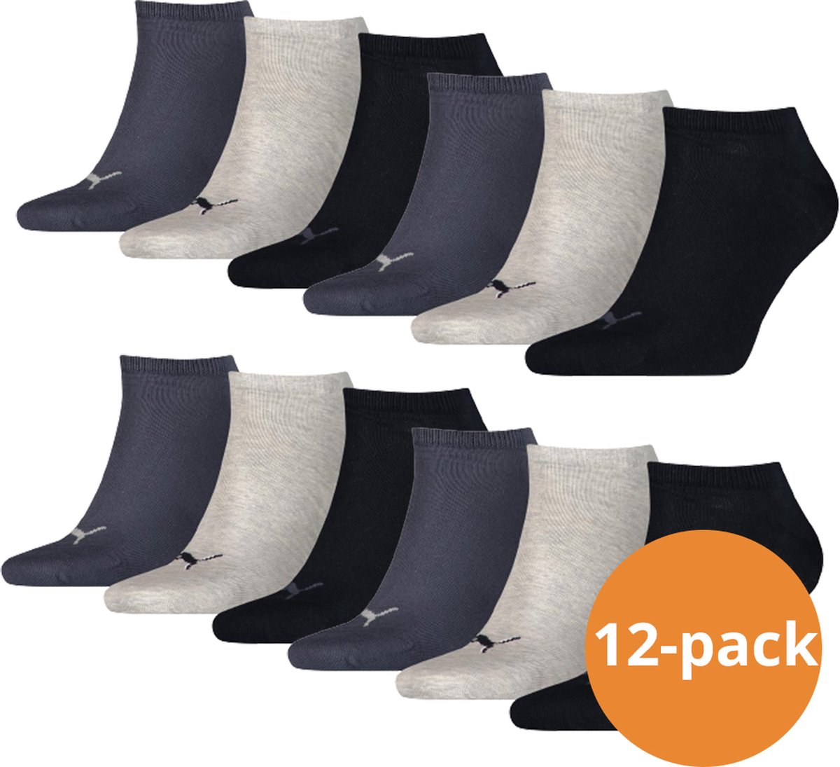 Puma Sneakersokken Plain 12-pack / Nightshadow -43/46 Zwart