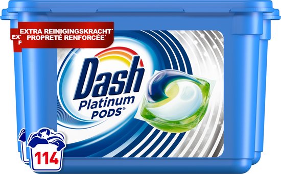 Dash Platinum Pods Wascapsules - Extra Reinigingskracht - Voordeelverpakking 3 x 38 Wasbeurten