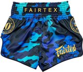 Fairtex BS1916 Muay Thai Shorts - "Golden Jubilee Luster" - Blauw - maat S