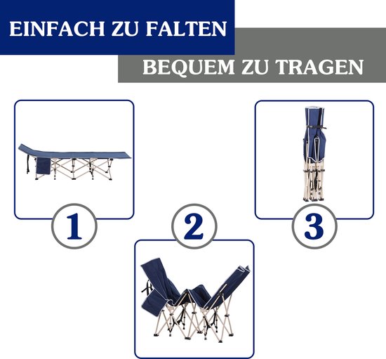 Outsunny Veldbed campingbed camping ligbed verhoogd opvouwbaar draagtas staal Oxford blauw A20-116 van Outsunny — afbeelding 5