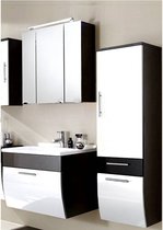 Badkamermeubelset badkamer- hoogglans wit, antraciet, 70cm wastafel incl. waskom, LED (3-delig), x H x D ca.: 130 x 200 x 49,5 cm