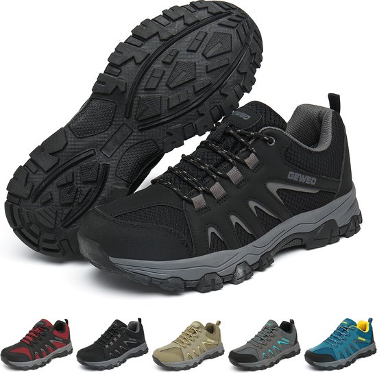 Geweo Chaussures de randonnée Unisexe - Antidérapantes Plein air - Imperméables et Respirantes - Comfort Extra - Zwart - Taille 39