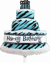 Happy birthday Taart blauw folie ballon 80 cm