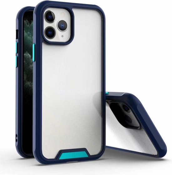 iPhone 13 Bumper Case Hoesje Apple iPhone 13 Transparant / Blauw