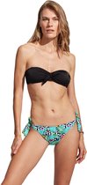 No Gossip Bandeau bikiniset met striksluiting aan de zijkant en voorkant Zwart en groen blad Met borstkussen MULTICOLOR 40