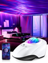 Sterrenhemel projector, Galaxy projector, led-sterrenprojector met witte ruismuziek, afstandsbediening, timer, bluetooth, sterrenlicht, noordlicht, nachtlampje, kinderen, ster, kle