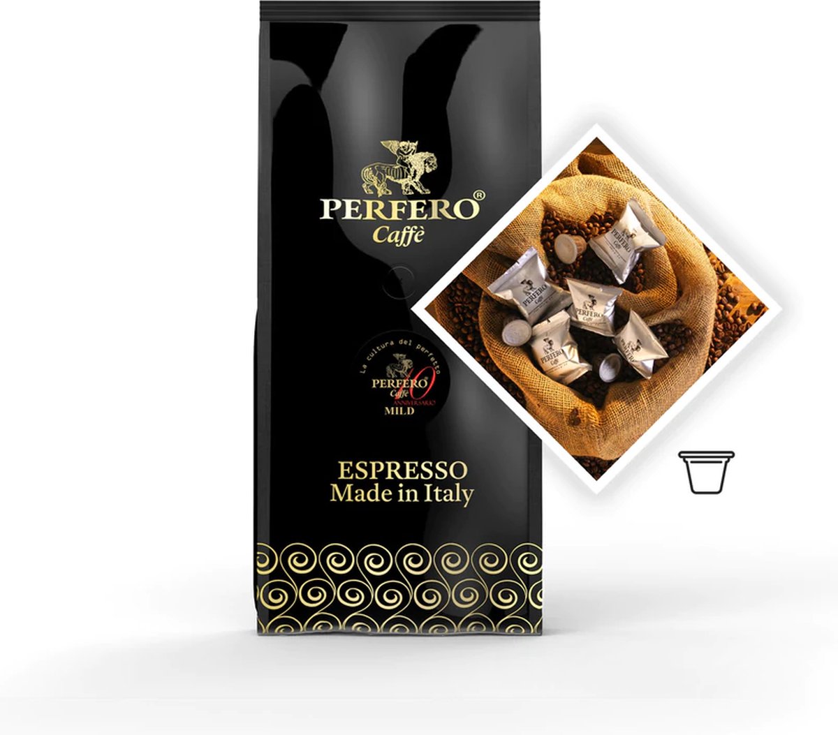 Perfero - Mild - Koffie Cups - doos à 100 cups - met Hints van Hazelnoot. Chocola en Rum