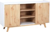 Luxiqo® Modern Dressoir – Opbergmeubel – Commode – Opbergkast met 2 Deurtjes – 3 Opbergvakken – Hout – Wit – 140 x 40 x 80 cm