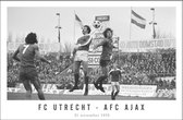 Walljar - Poster Ajax met lijst - Voetbalteam - Amsterdam - Eredivisie - Zwart wit - FC Utrecht - AFC Ajax '76 - 70 x 100 cm - Zwart wit poster met lijst