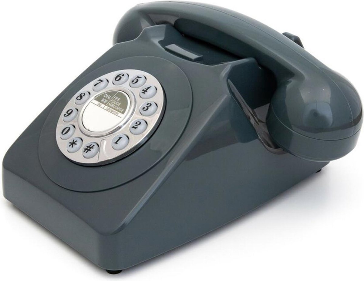 GPO 746PUSHGREY - Telefoon retro jaren ‘70, druktoetsen, grijs