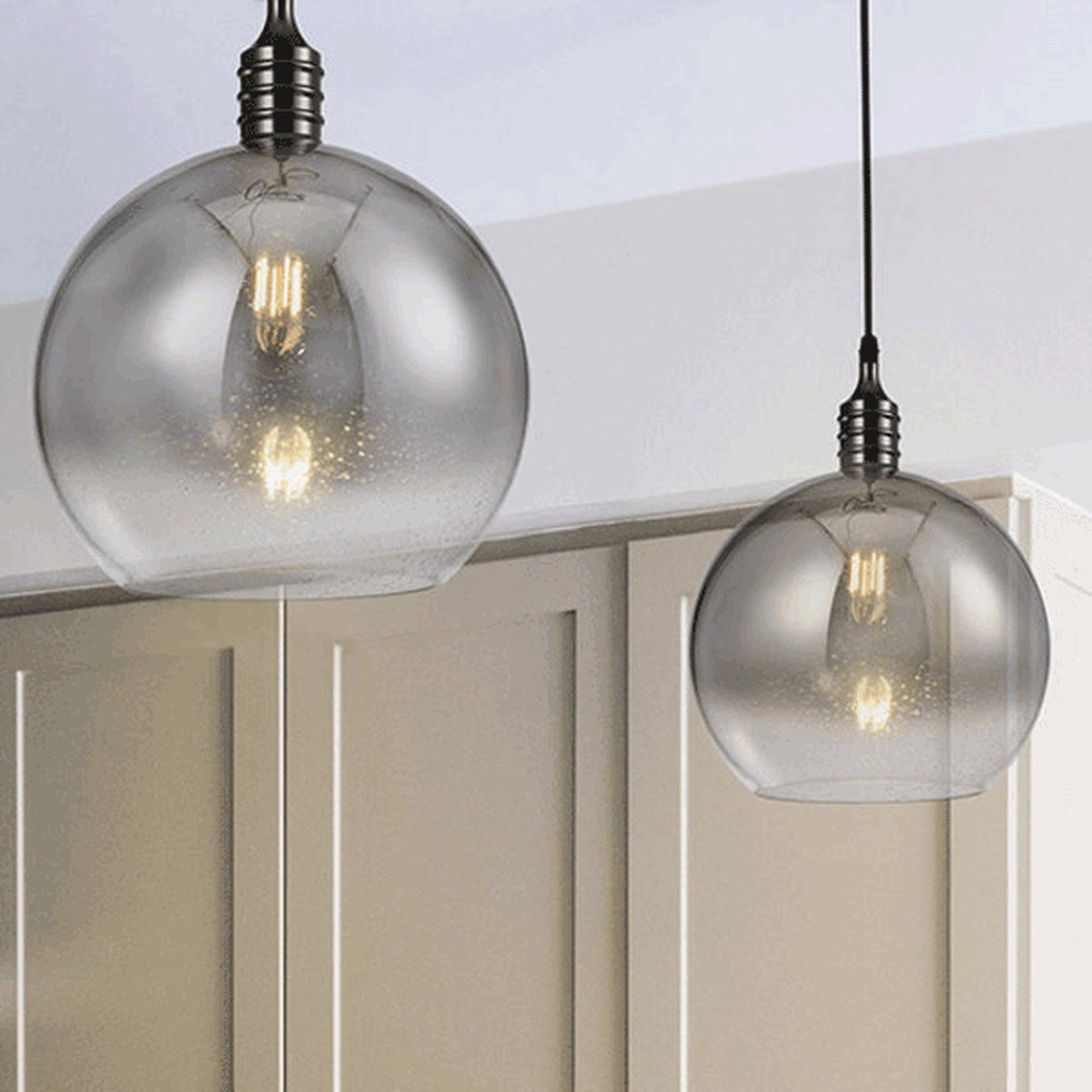 Design hanglamp met smoke glas spiegelbol - London