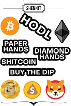 2x Cryptocurrency Stickervellen - 20x stickers - BTC Bitcoin - ETH Ethereum - ADA Cardano - Blockchain Crypto Dogecoin Shiba Inu - volwassenen