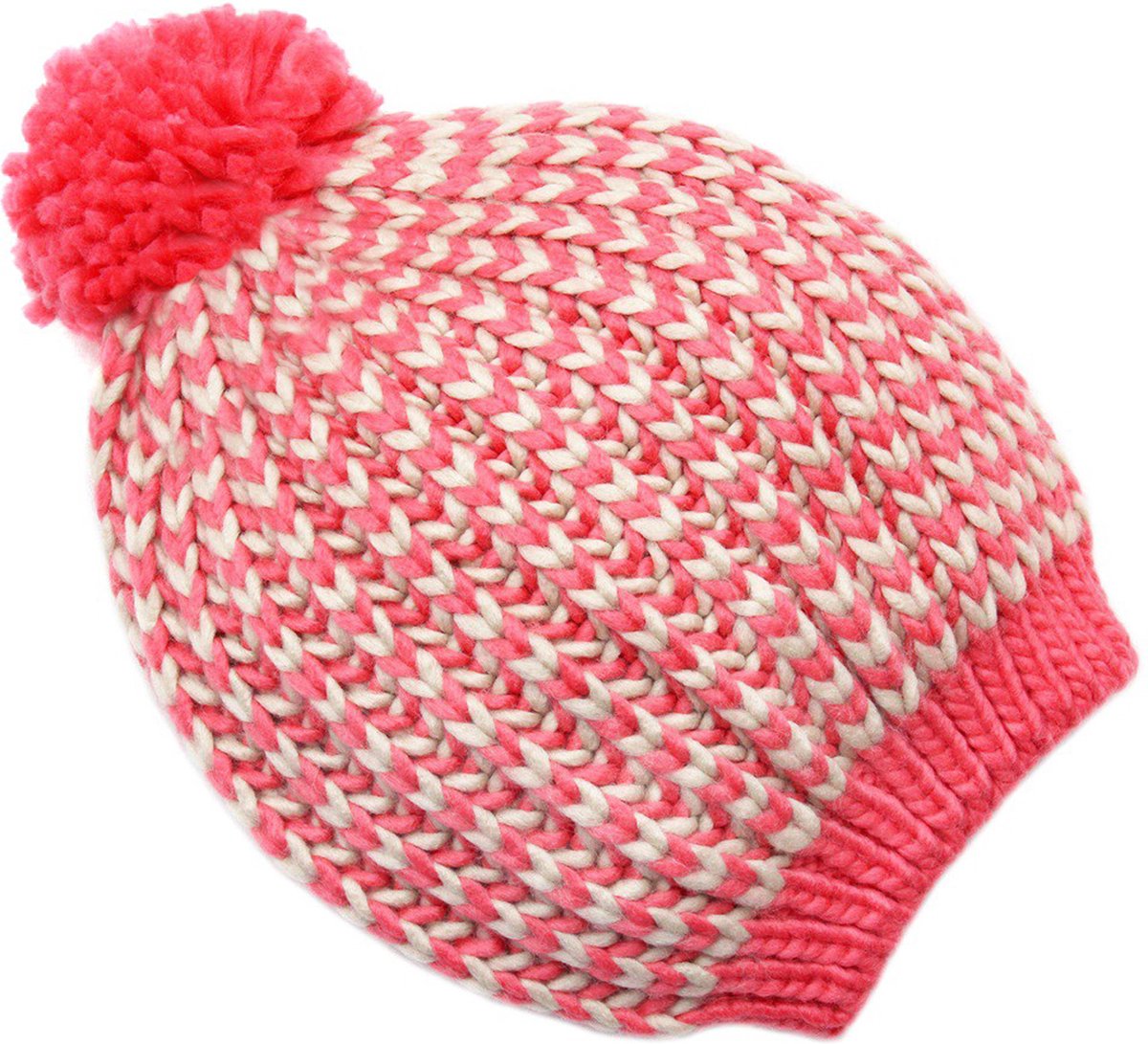 Un bonnet couleur corail chaud avec un pompon | bol.com