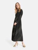 TAIFUN Dames Midi-jurk met borduursel-print Schwarz gemustert-42