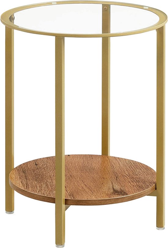 VASAGLE Bijzettafel, salontafel met stoffen mand, moderne woonkamertafel, vierkante tafel, voor woonkamer, slaapkamer, mat wit-kameelbruin LET230W10