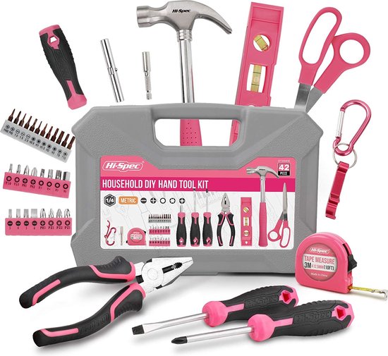 167 stuks roze gereedschapskit, perfect voor doe-het-zelf