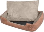 VidaXL - honden/kattenbed - PU-kunstleer  -maat XL - beige 90x70x20cm