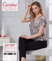 Caroline Pyjama Set- Home&Sleep Wear- Hoge Kwaliteit- Donker Bruin en Zwart- Maat M