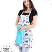 Tulipa Keukenschort met blauwe Handdoek | Bakery | Kookschort - 55 x 75cm | Handdoek - 30 x 50 | Keukenschort dames | Keukenschort voor vrouwen | Katoen