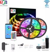 ColorRGB, ( 15M) Smart WiFi LED Strip Lights, Works with Alexa, Google Home , 12v 5050 LED light strip for bedroom, 30 led/m