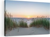 Artaza Canvas Schilderij Zee vanuit Duinen met Zonsondergang - 90x60 - Foto Op Canvas - Canvas Print - Muurdecoratie
