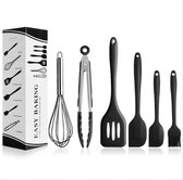 Fishermex Kitchenware - 5 Delige Siliconen Keukengerei set - Zwart - Plus Keukentang