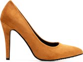 Klassieke camel suède look pumps met een 11 cm hakje