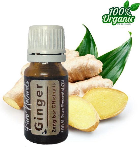 Gember etherische Olie 10 ml | Ginger Oil | 100% PUUR | Bio | Essentiële olie Aromatherapie | Olie diffuser | Geschikt voor inname | Pure Naturals