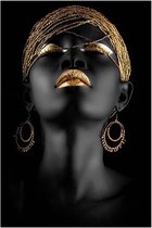 Woman Black Gold looking up - Foto op plexiglas 80x120cm incl. gratis ophangsysteem - Wanddecoratie