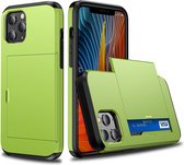 Hoesje geschikt voor iPhone SE 2022 - Backcover - Hardcase - Pasjeshouder - Portemonnee - Shockproof - TPU - Lichtgroen