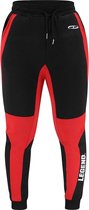 Joggingsbroek dames/heren zwart rood fleece  XL