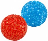 kattenspeelgoed glitterballen 4 cm rood/blauw 2 stuks