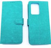 Samsung Galaxy A72 turquoise Portemonnee Wallet Case - boek Telefoonhoesje Kunst leer - Book case - 2x Gratis Screen Protector