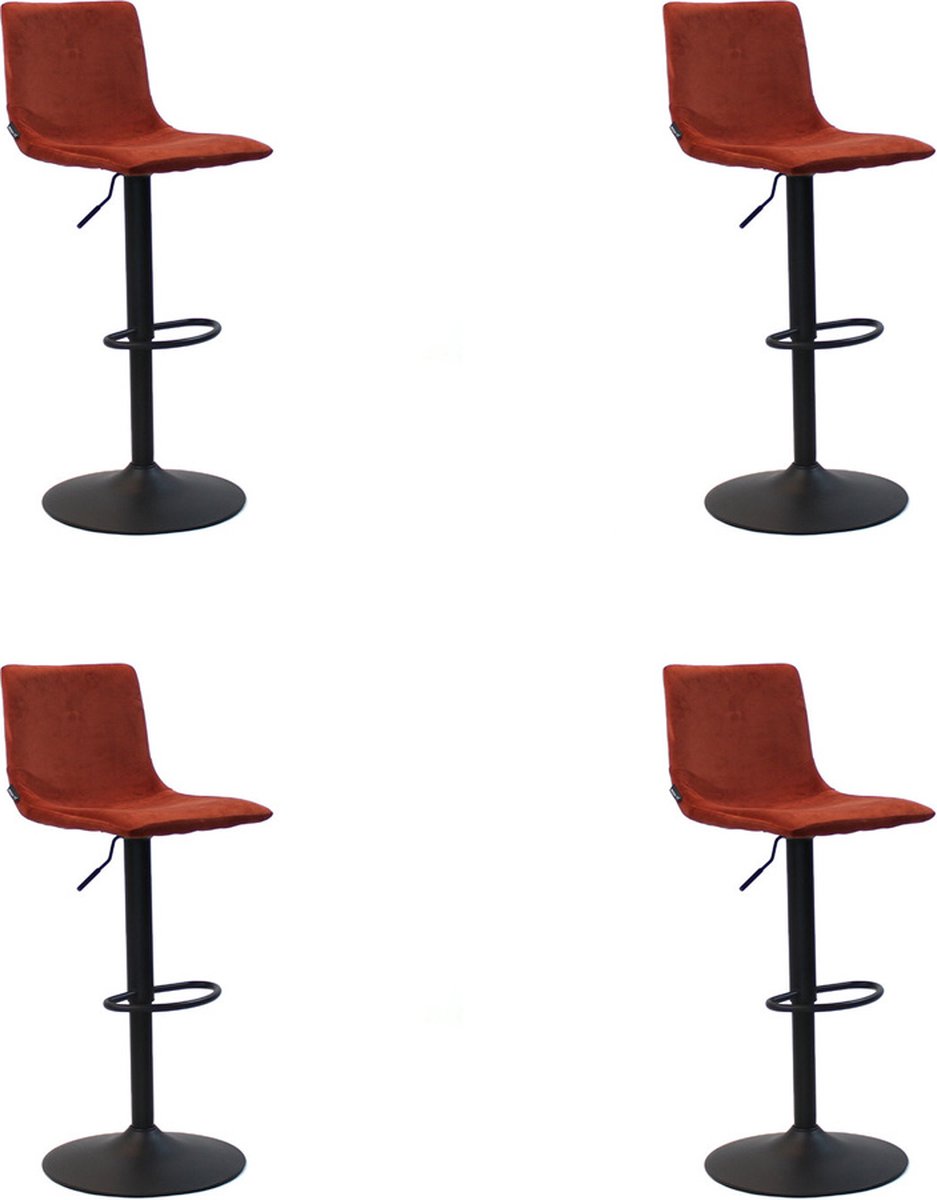 Bronx71 Velvet barkruk Frenkie koper 59-76 cm - Barkrukken set van 4 - barstoel