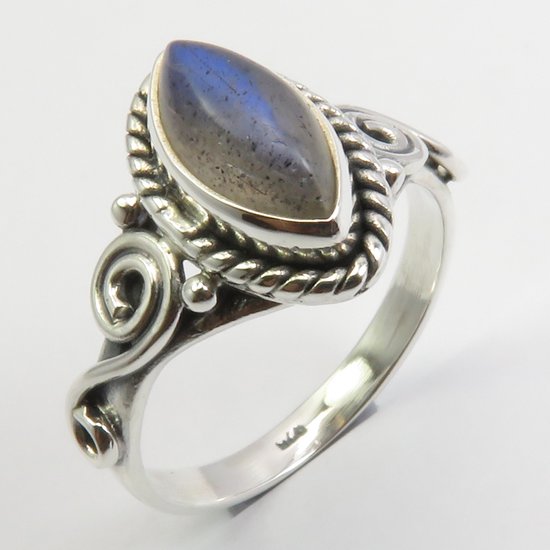 Natuursieraad -  925 sterling zilver blauw labradoriet 16.75 mm ring- luxe edelsteen sieraad - handgemaakt