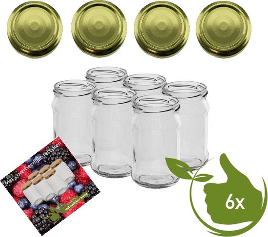 Set de 6 bocaux de conservation/bocaux en verre avec bouchon à vis 425 ml -  Pots de