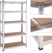 A.T. Shop Storage planken, zware lasten, set van 2, kelderrekken, 180 x 90 x 40 cm, tot 875 kg belastbaar, planken, steekplanken, versterkt stalen frame, 5 verstelbare planken, zilver