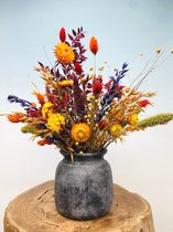 Droogbloemen boeket "Autumn Morning" small - INCLUSIEF vaas | 40cm | Maak jouw moeder gelukkig en vrolijk met dit prachtige en kleurrijke boeket op Moederdag | Kleurrijk, Gezellig