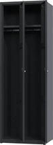 Metalen lockerkast hang & leg - zwart - 2 deurs 2 delig - met slot - 180x60x50 cm - voordeel lijn - PLP-106