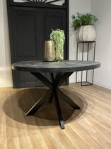 Ronde tafel met spinpoot - 150 cm zwart mango hout zandstraal zwart