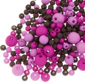 Kralenmix - Acryl Kralen Mat (4 - 6 - 8 mm) Raspberry Rose Mix (50 Gram)