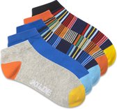 JACK & JONES JACLAGOON STRIPE SHORT SOCKS 5 PACK Heren Sokken  - Maat ONE SIZE