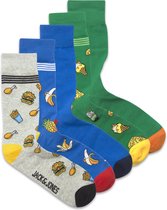 JACK & JONES JACDAWSON FOOD SOCKS 5 PACK GIFTBOX Heren Socks  - Maat ONE SIZE