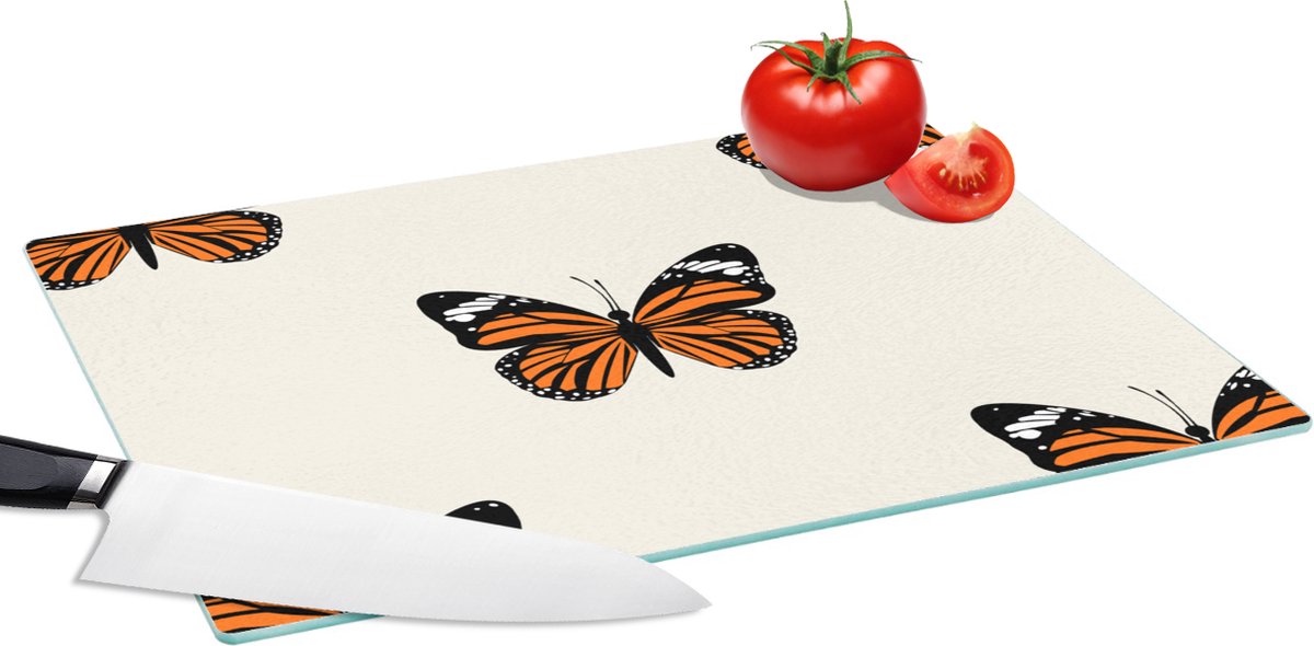Glazen Snijplank - 39x28 - Vlinder - Insecten - Patronen - Snijplanken Glas